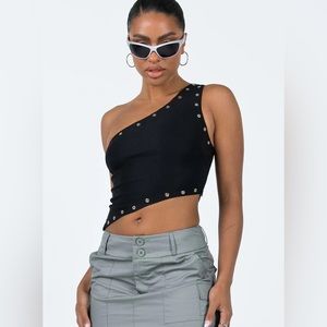 BRAND NEW Princess Polly Motel Soyuna Top in Black, Size 8